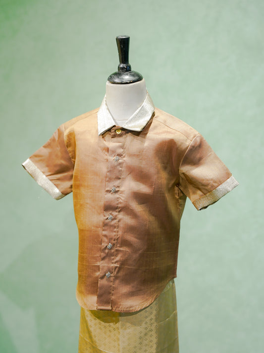 Bronze Gold Silk Shirt & Dhoti Set