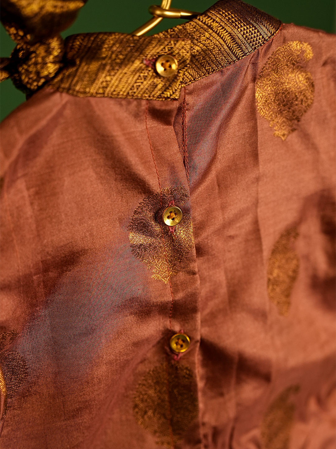 Chocolate Brown Pure Kanchipuram Silk Kurta Set