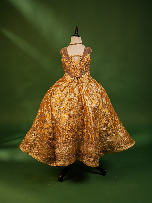 Luxury Gold Birthday Gown for Girls
