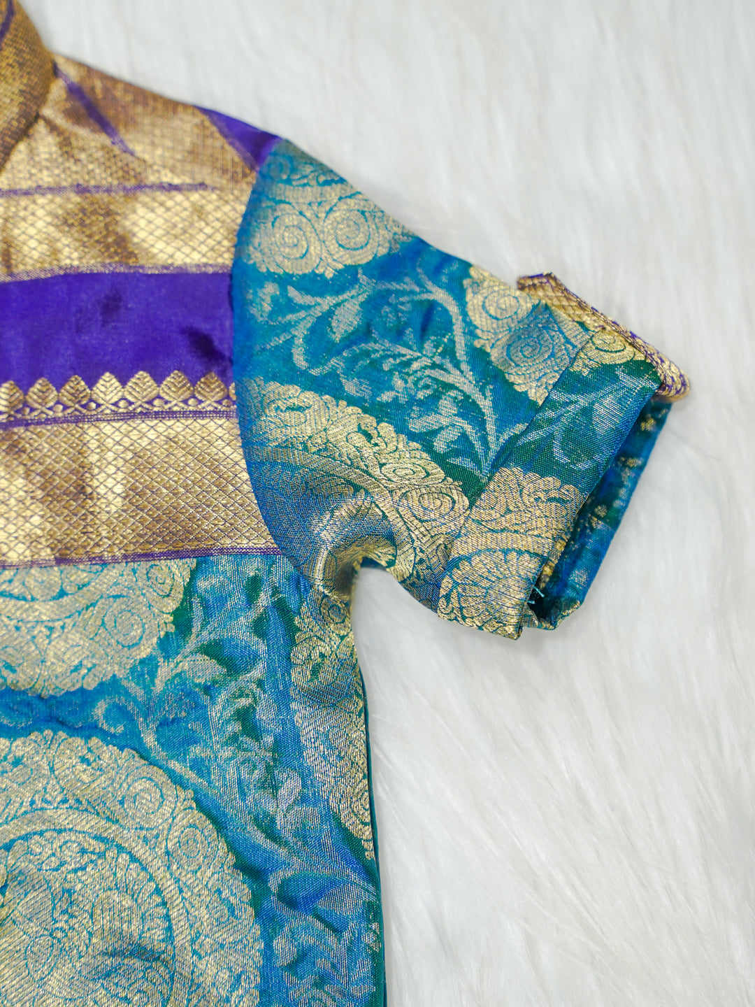 Teal & Purple Gold Medallion Newborn Boy Romper with Booties