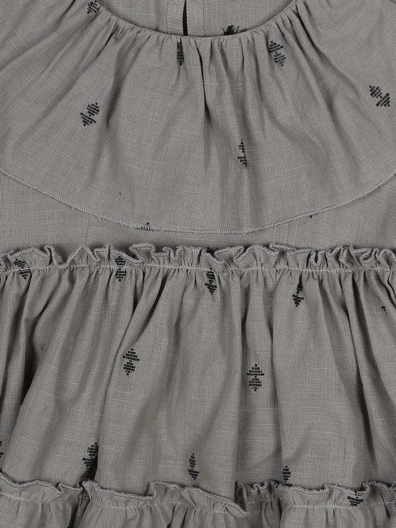 Handloom Woven Gray Girl’s Fit & Flare Dress WeaversKnot