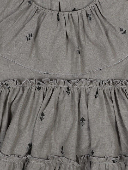 Handloom Woven Gray Girl’s Fit & Flare Dress WeaversKnot