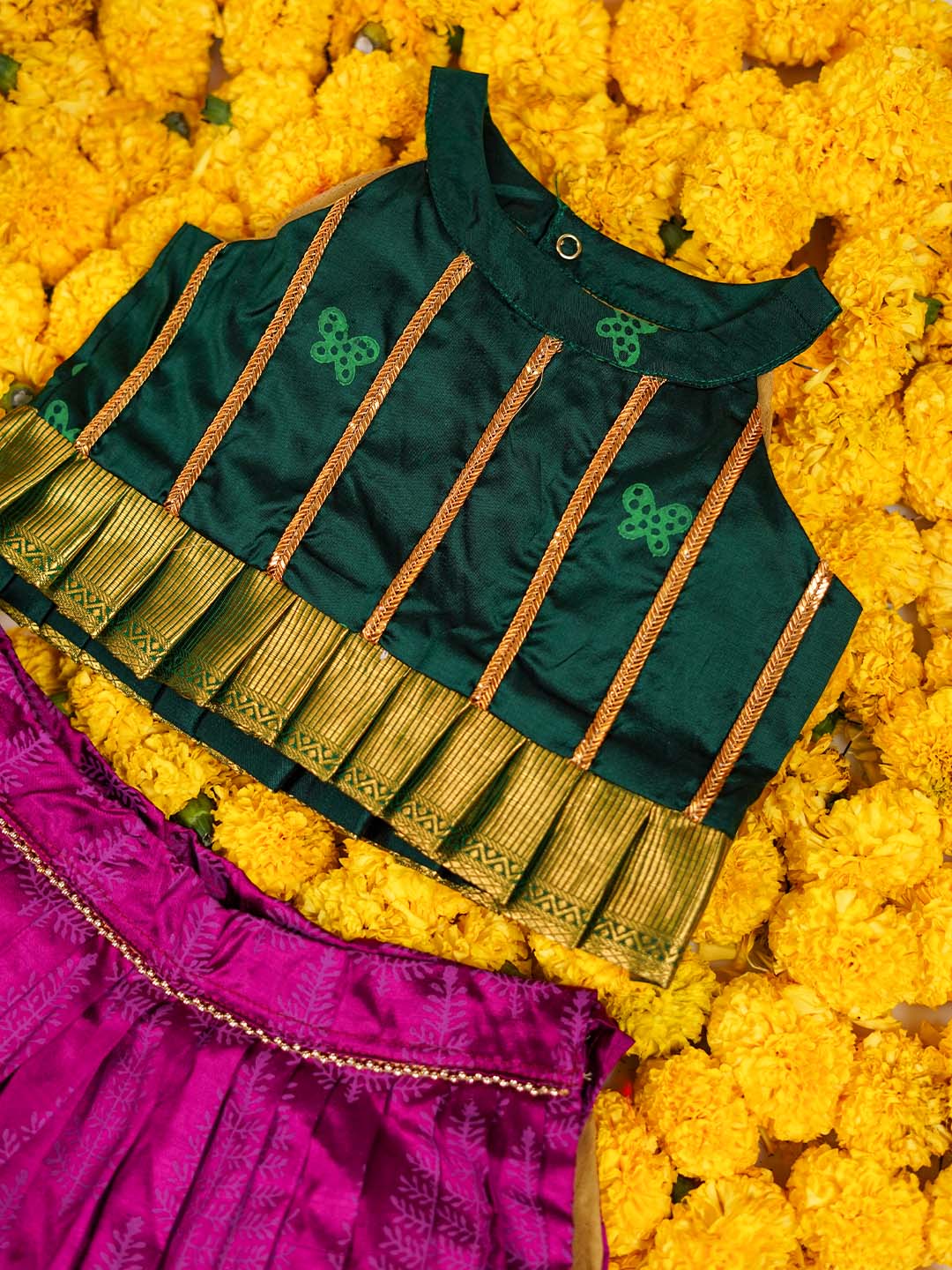 Traditional Kanchi Pattu Pavadai for Baby Girls