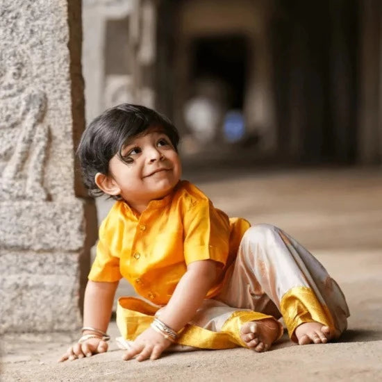 half scale boys silk dhoti pants