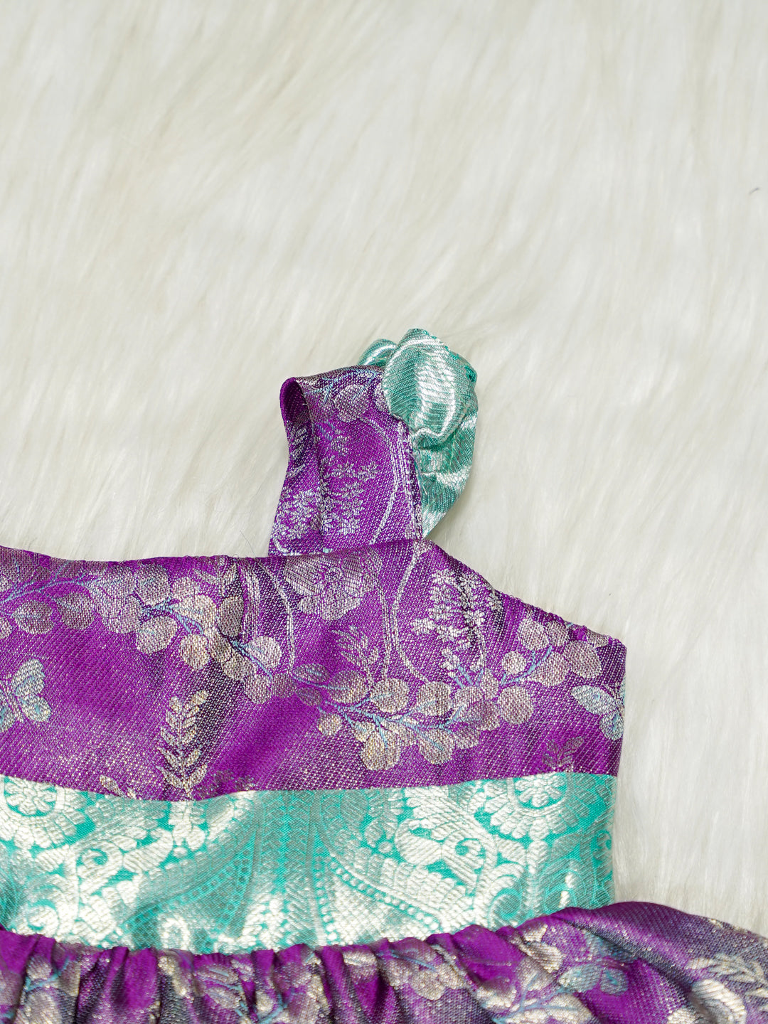 Purple & Turquoise Brocade Baby Girl Dress