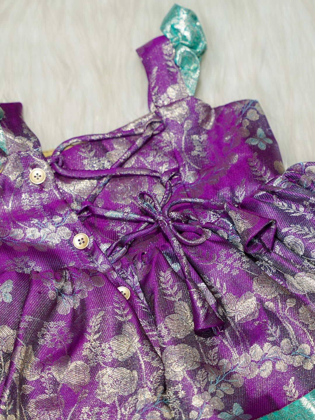 Purple & Turquoise Brocade Baby Girl Dress