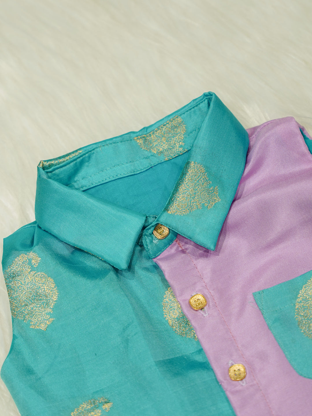 Turquoise Lavender Printed Baby Boy Romper