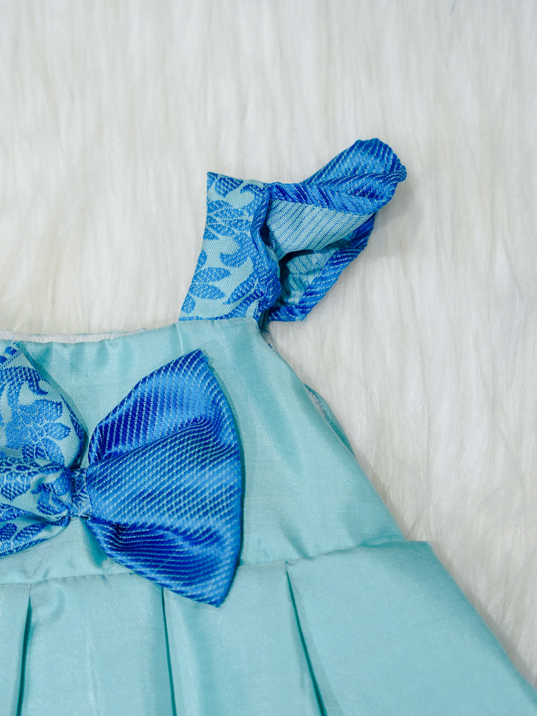 Aqua & Royal Blue Silk Newborn Girl Gown with Booties