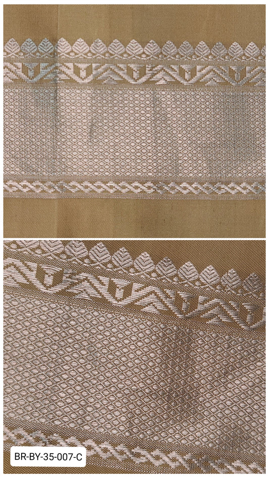 4 Inch Pure Kanchipuram Silk Zari Border – Mustard Yellow with Silver Zari Weave