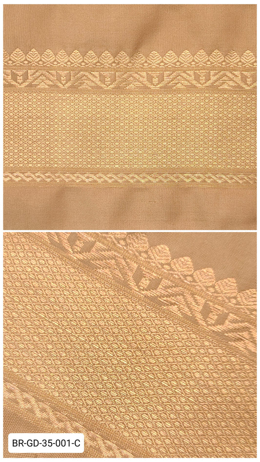 4 Inch Pure Kanchipuram Silk Zari Border – Golden Monotone with Temple & Geometric Weave