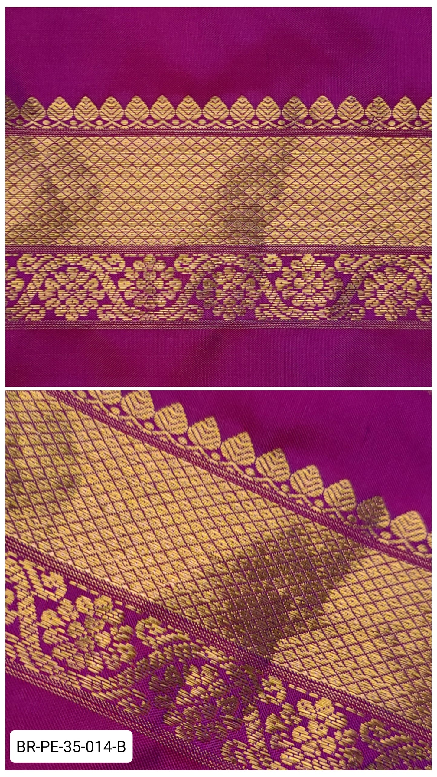 3.5 Inch Pure Kanchipuram Silk Zari Border – Royal Purple with Gold Diamond Weave & Floral Motifs