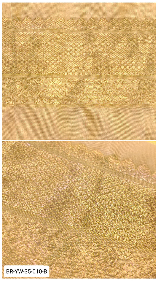 3.5 Inch Pure Kanchipuram Silk Zari Border – Yellow with Silver Zari Weave
