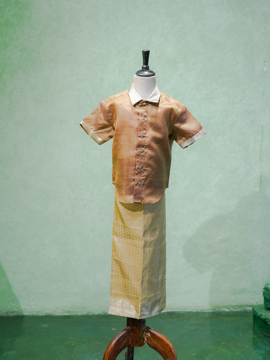 Bronze Gold Silk Shirt & Dhoti Set