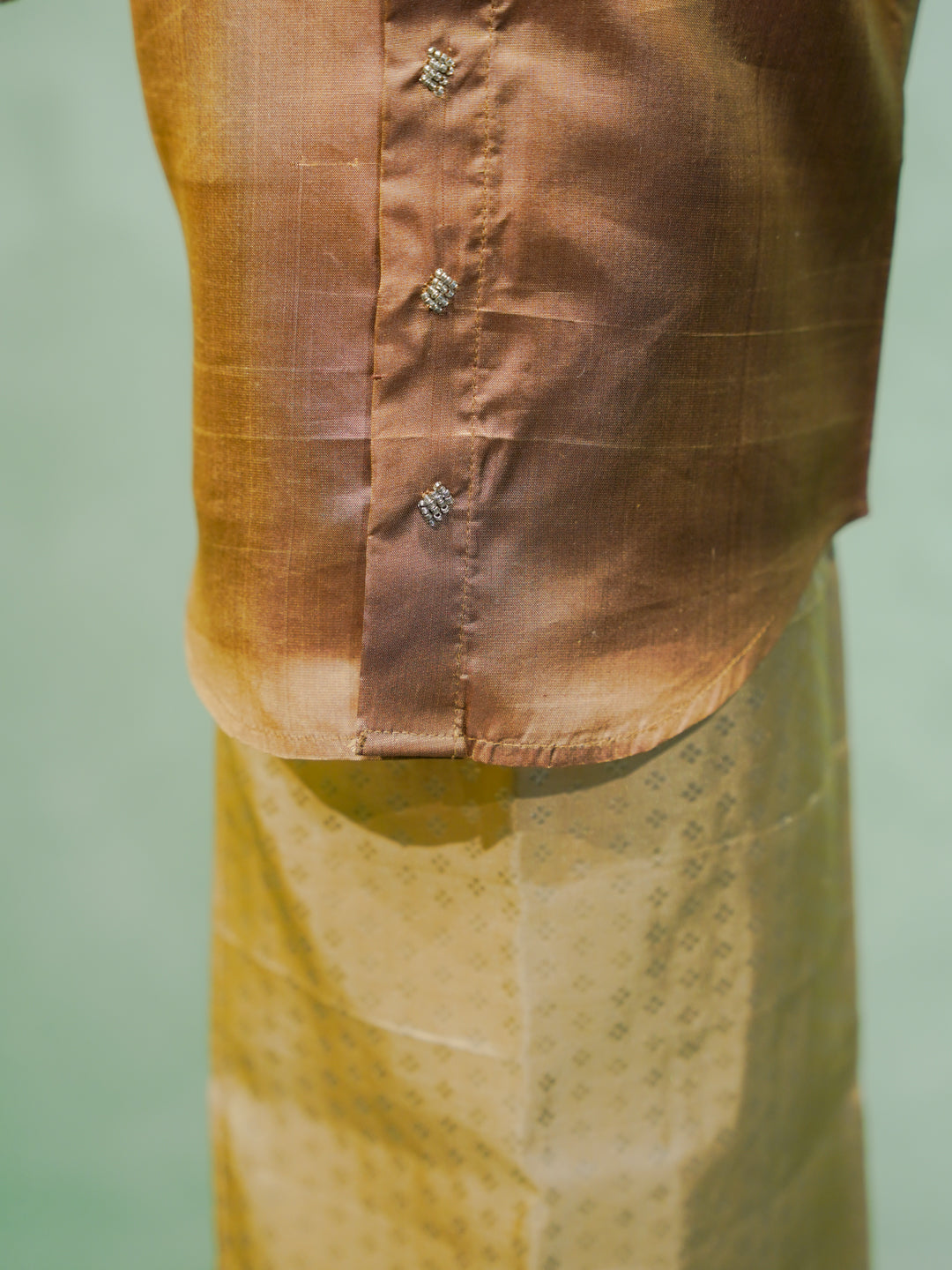 Bronze Gold Silk Shirt & Dhoti Set