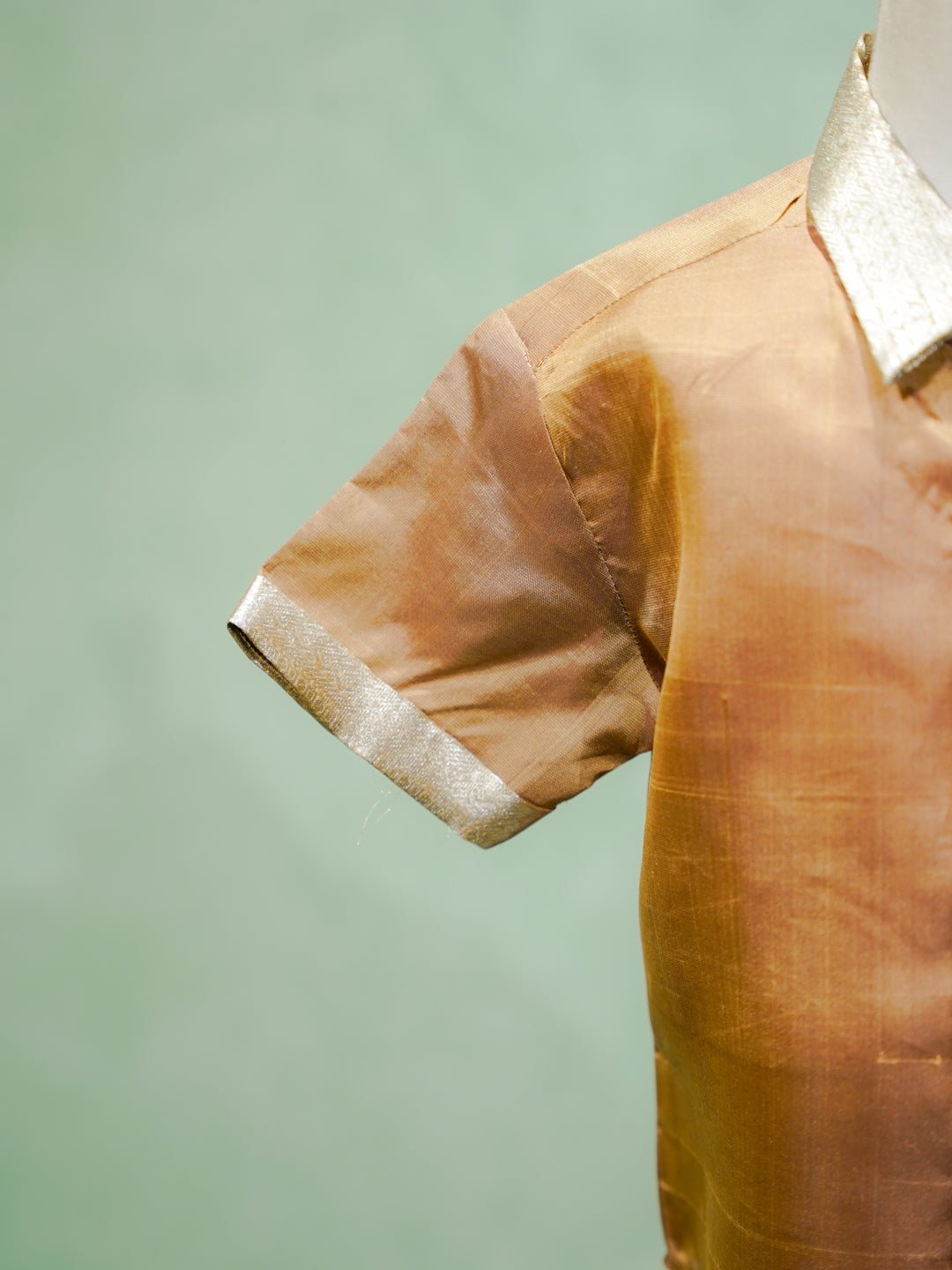 Bronze Gold Silk Shirt & Dhoti Set