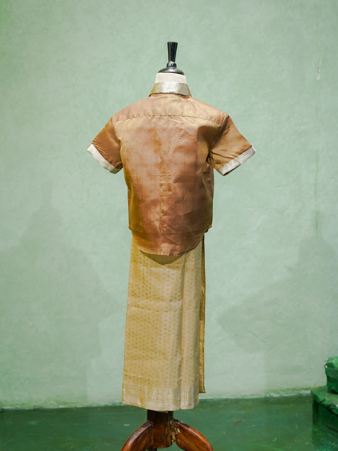 Bronze Gold Silk Shirt & Dhoti Set