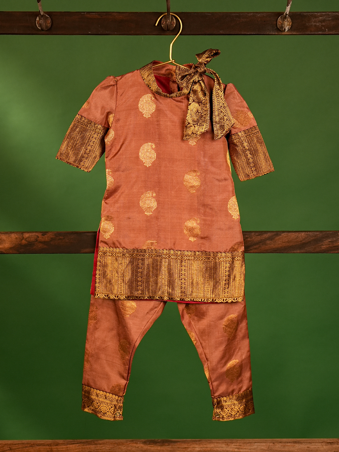 Chocolate Brown Pure Kanchipuram Silk Kurta Set