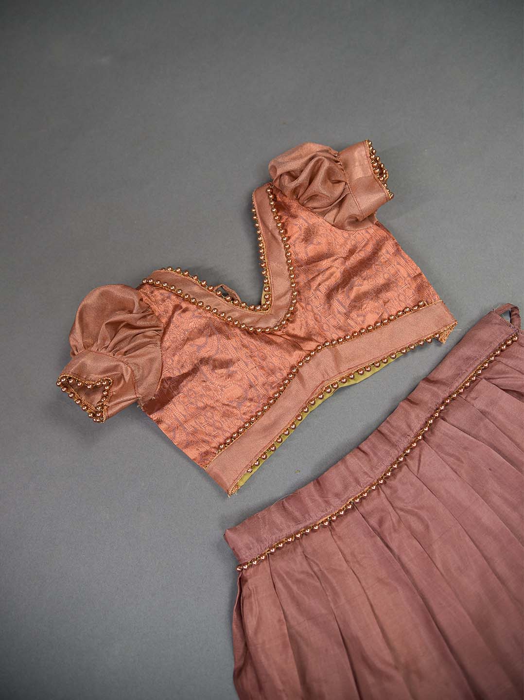 Copper Kanjivaram Lehenga Set