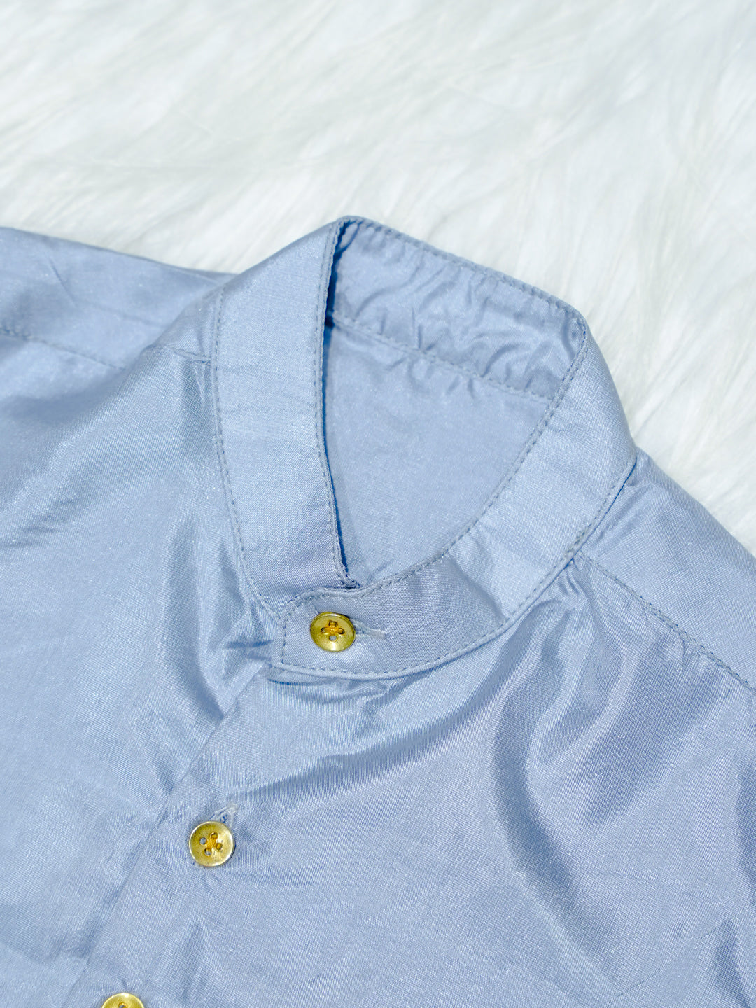 Silver Grey Kanchipuram Silk Boys Shirt