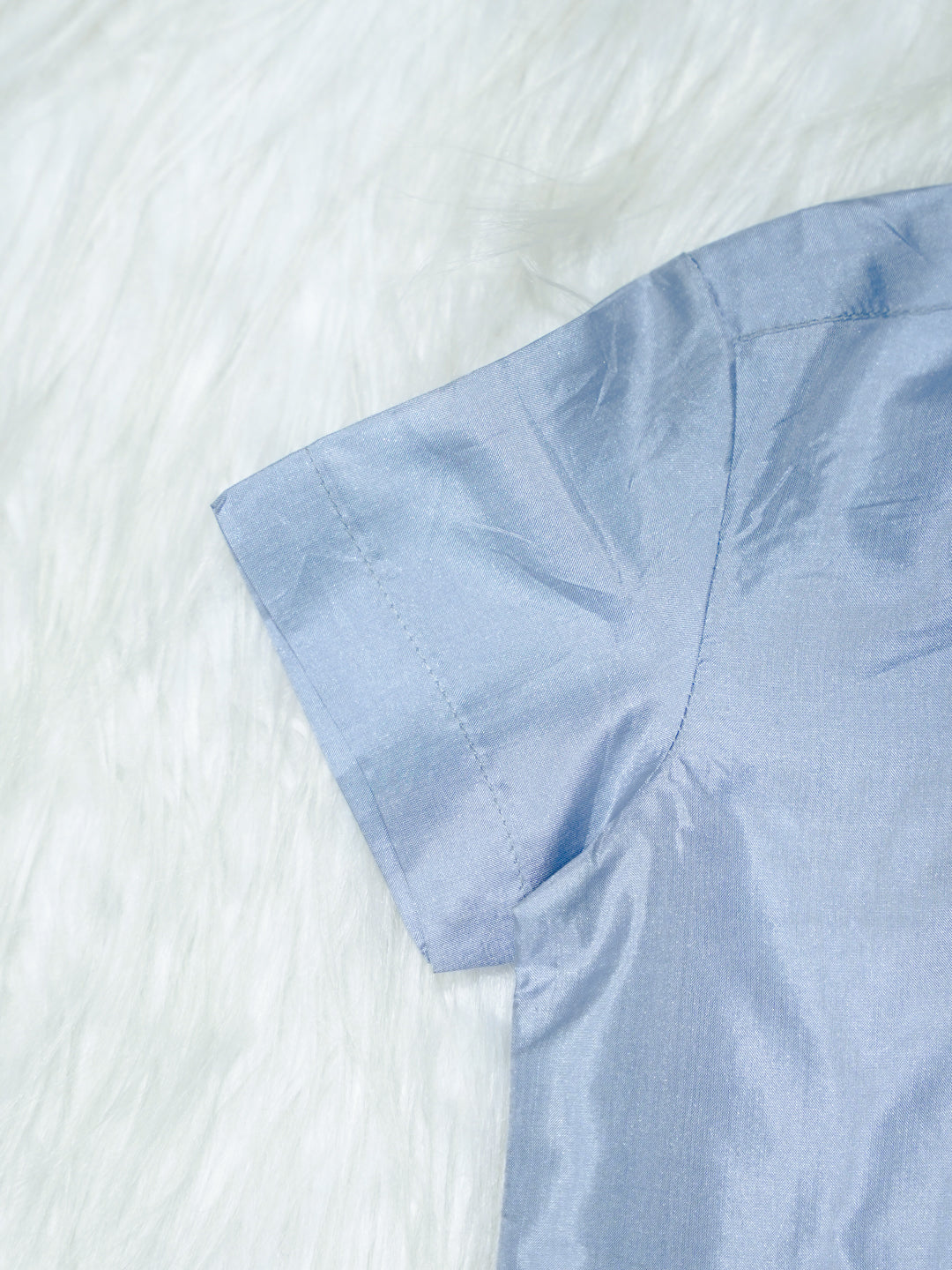 Silver Grey Kanchipuram Silk Boys Shirt