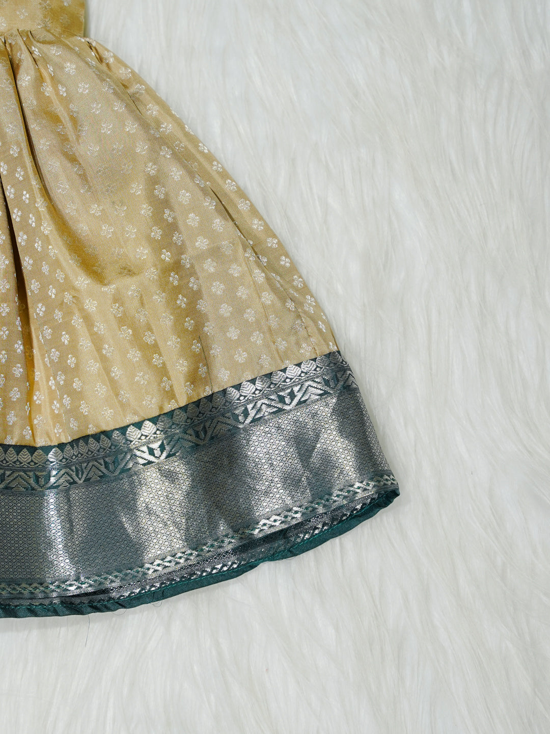 Gold & Teal Brocade Newborn Girl Gown