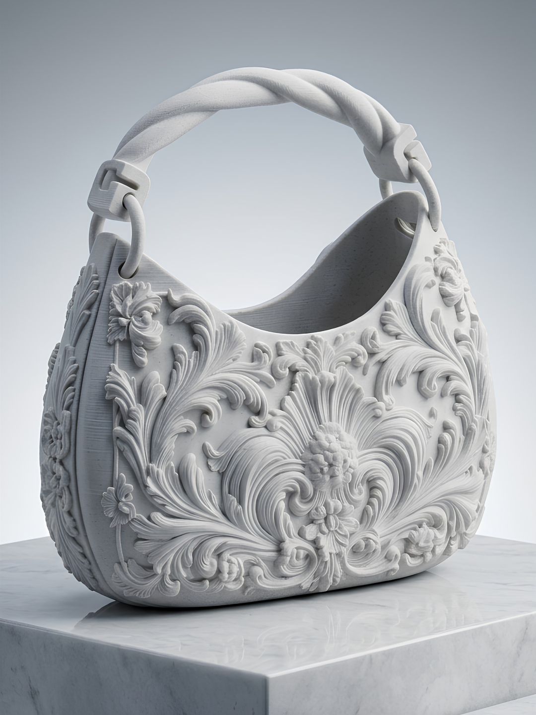 Dravidian Baroque Temple Handbag | 3D Printed Marble Luxury Architectural Women's Statement HandBag