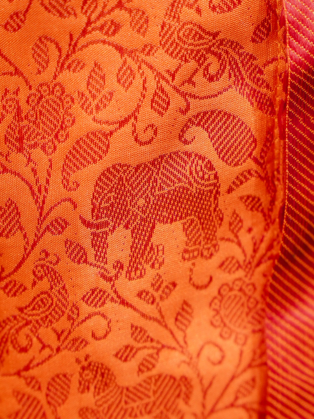 Orange Brocade Silk Shirt & Dhoti Set