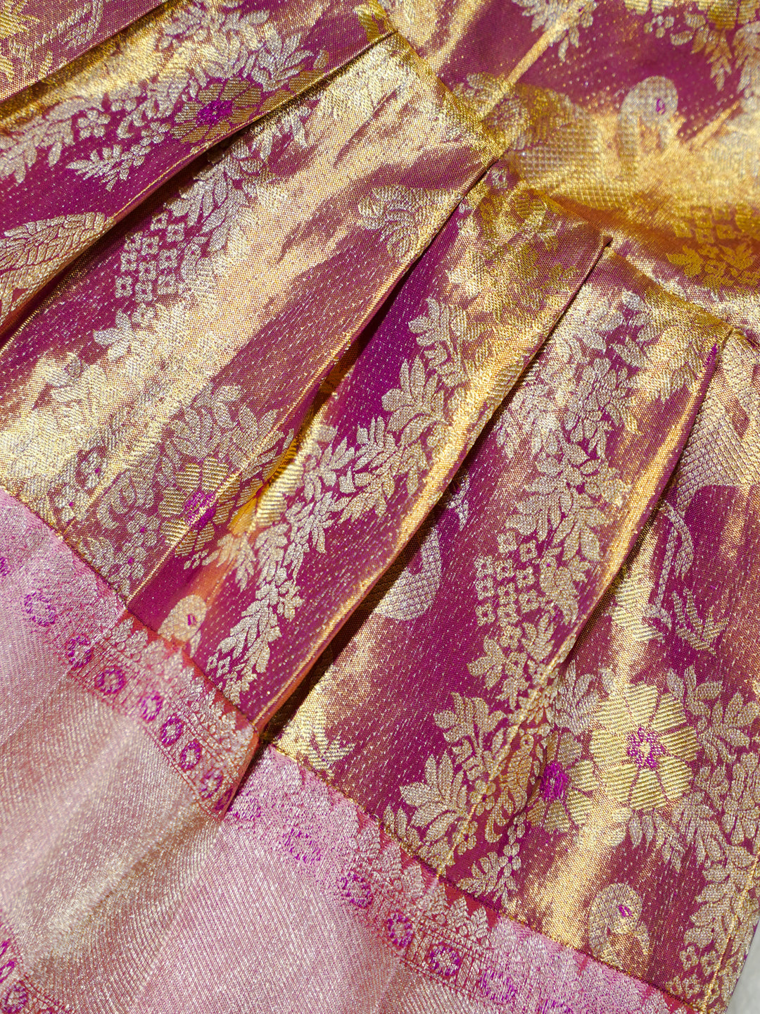 Pink & Gold Floral Brocade Newborn Girl Gown