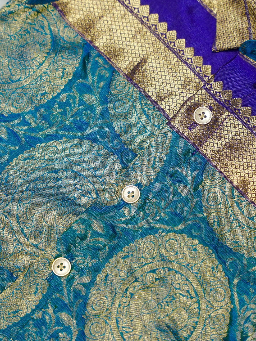 Teal & Purple Gold Medallion Newborn Boy Romper with Booties
