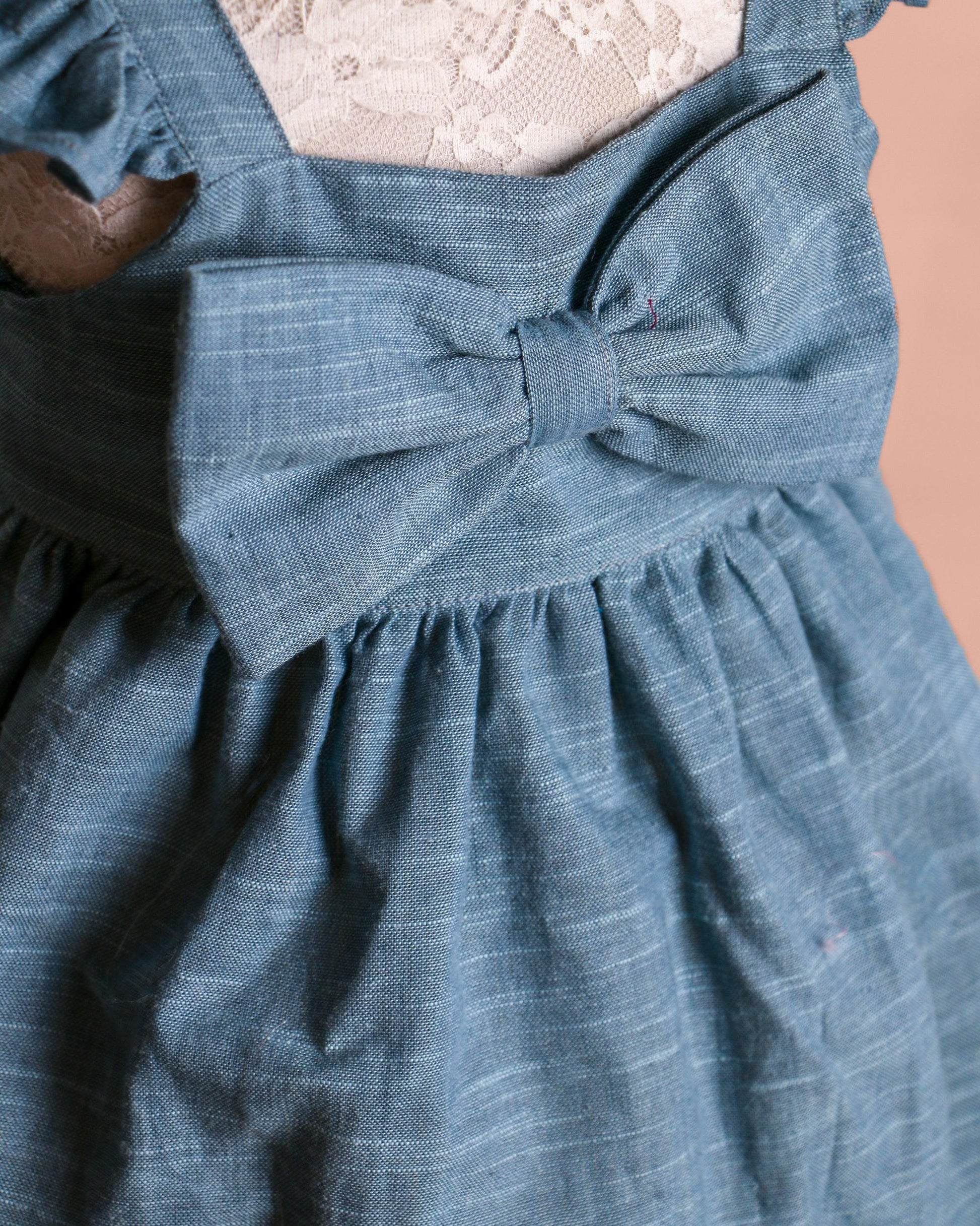 Handloom Woven Chalk blue Fit & Flare Dress WeaversKnot 