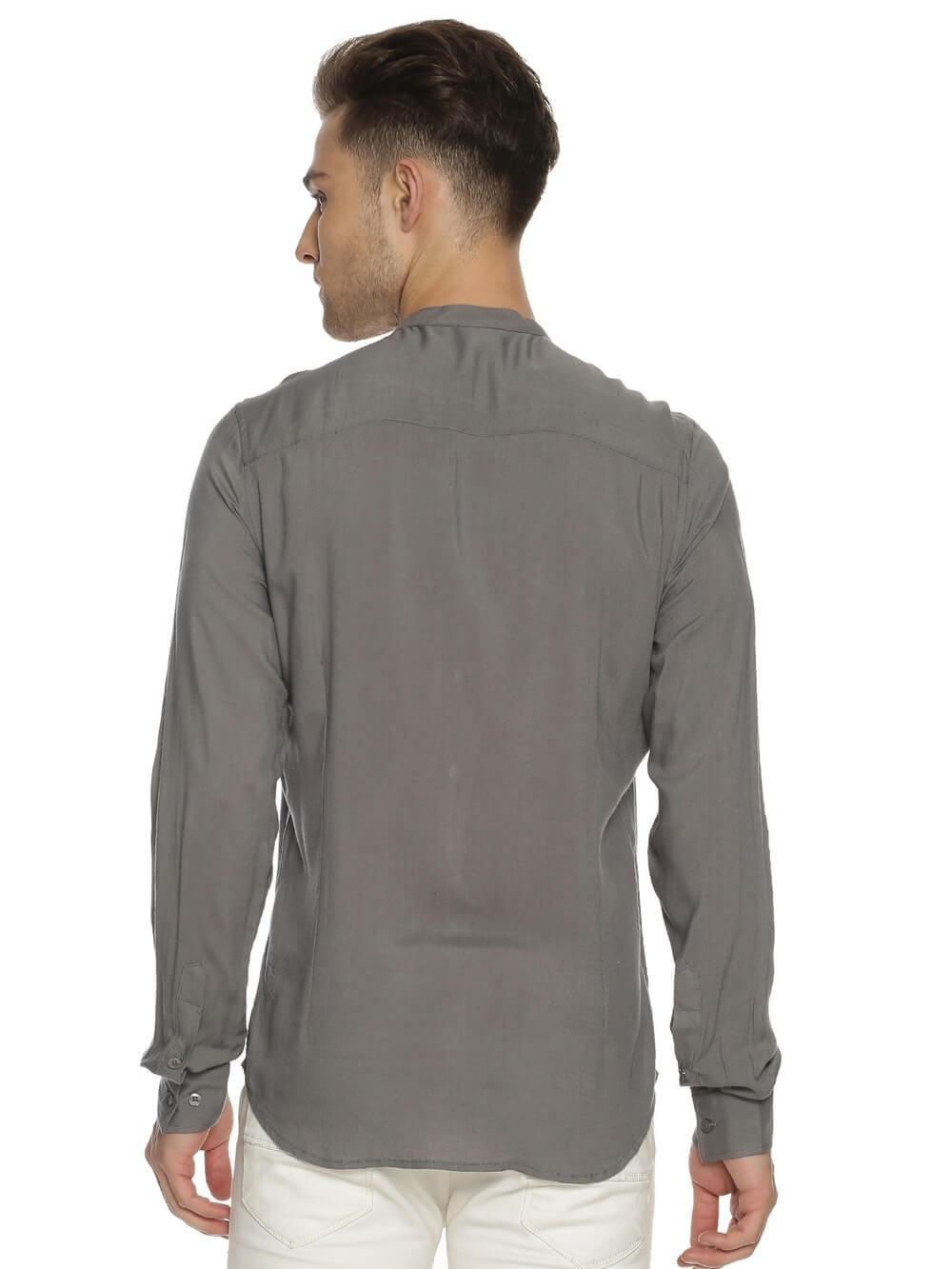 Rayon Gray Ultra Soft Skinny Fit Full Sleeve Shirt WeaversKnot 