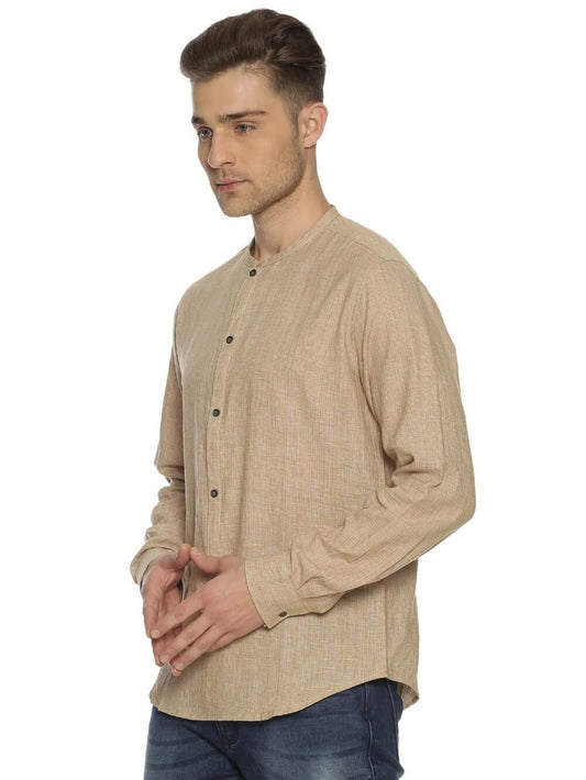 Khadi Tan Men Slim Fit Shirt WeaversKnot 